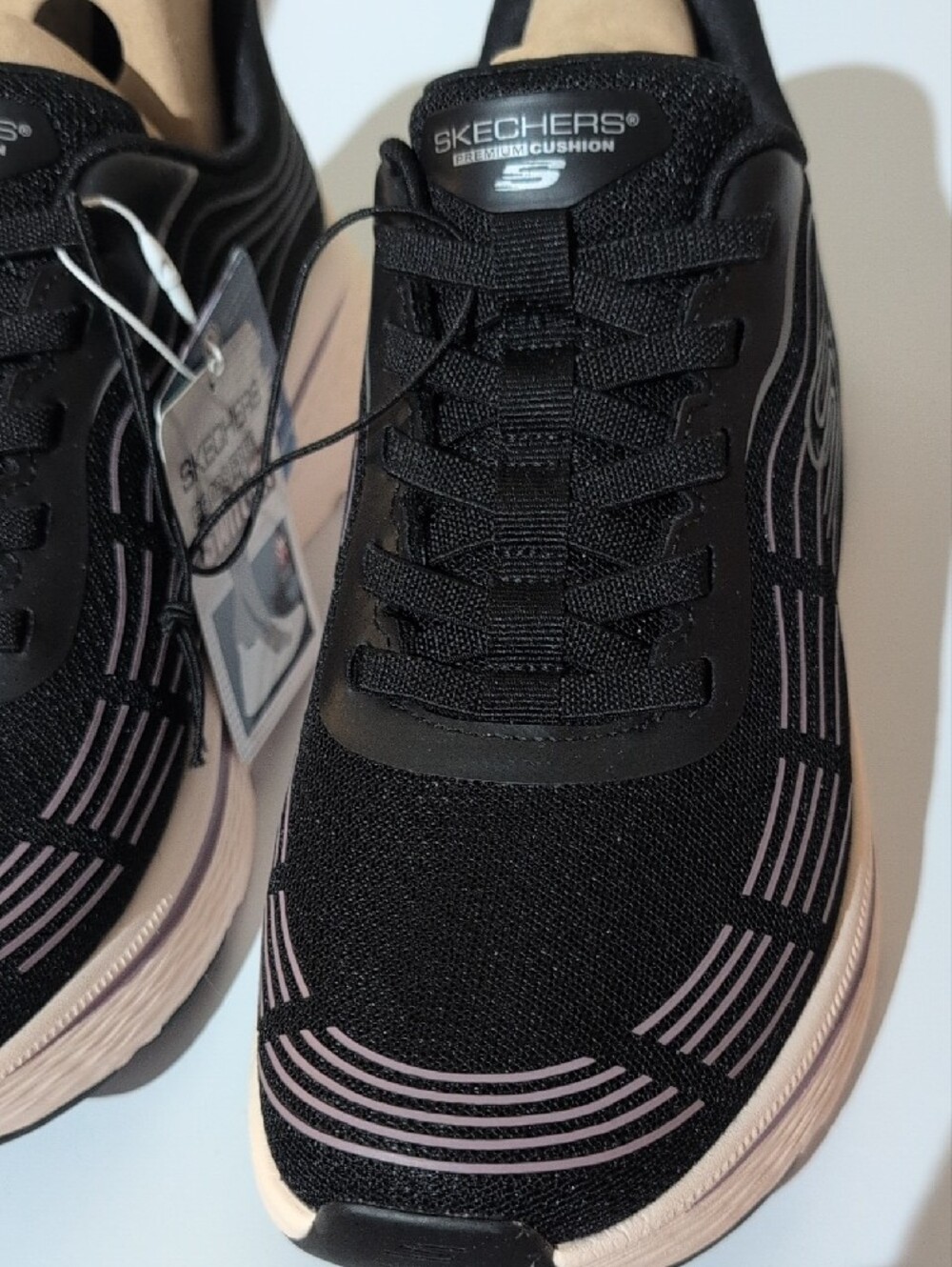 Skechers Ladies Black with Light Pink Accent Sneakers - Picture 3 of 8